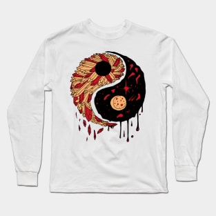 Red and Cream Yin Yang Crystals and The Night Sky Long Sleeve T-Shirt